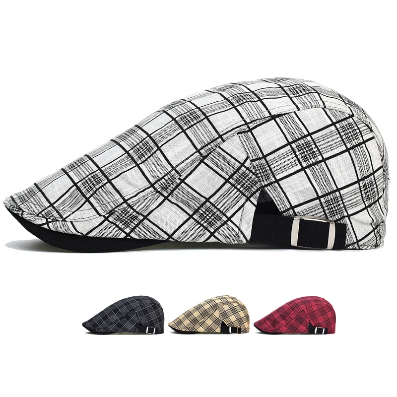 Gorra de malla transpirable a cuadros para exterior, boina informal - imagen 4