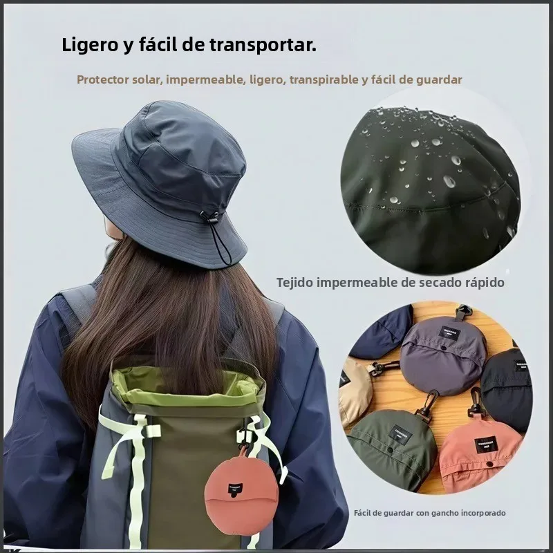 Sombrero ala ancha secado rápido gran talla, protección solar y bolsa - imagen 3