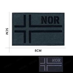 Parche táctico reflectante IR bandera Noruega verde caqui PVC y goma
