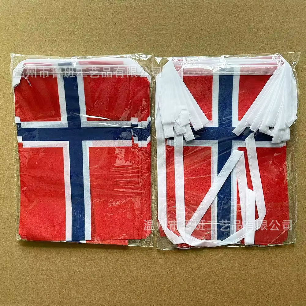 Banderines SKY FLAG Noruega en hilo – banderas para fiesta y festival - imagen 2