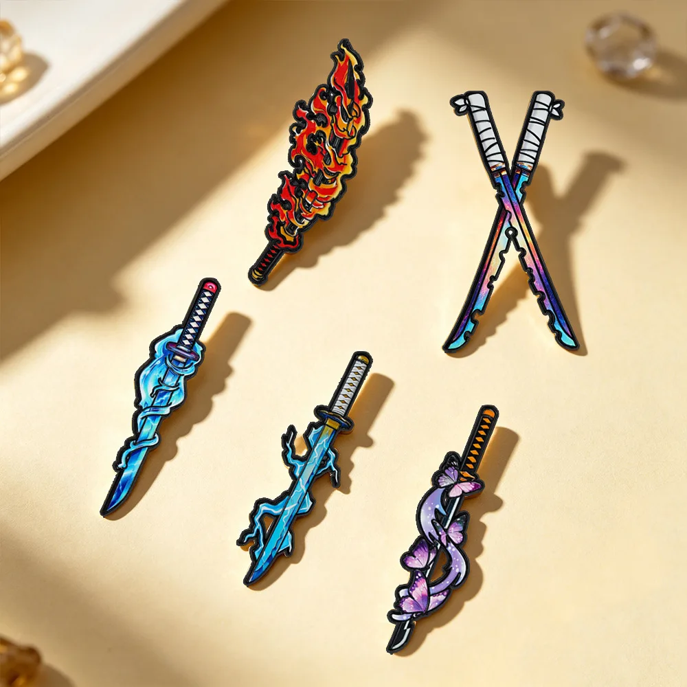 Pins esmalte diseños llama mariposa rayo – Insignias para ropa y mochilas - imagen 5
