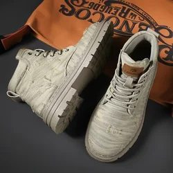 Botines de mezclilla estilo británico – Hombre trabajo casual