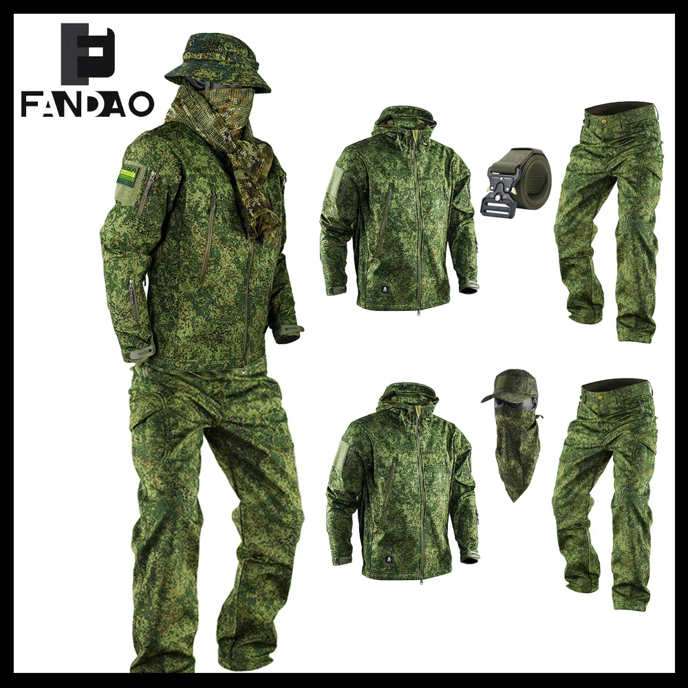Uniforme táctico camuflaje ruso invierno cortaviento lana