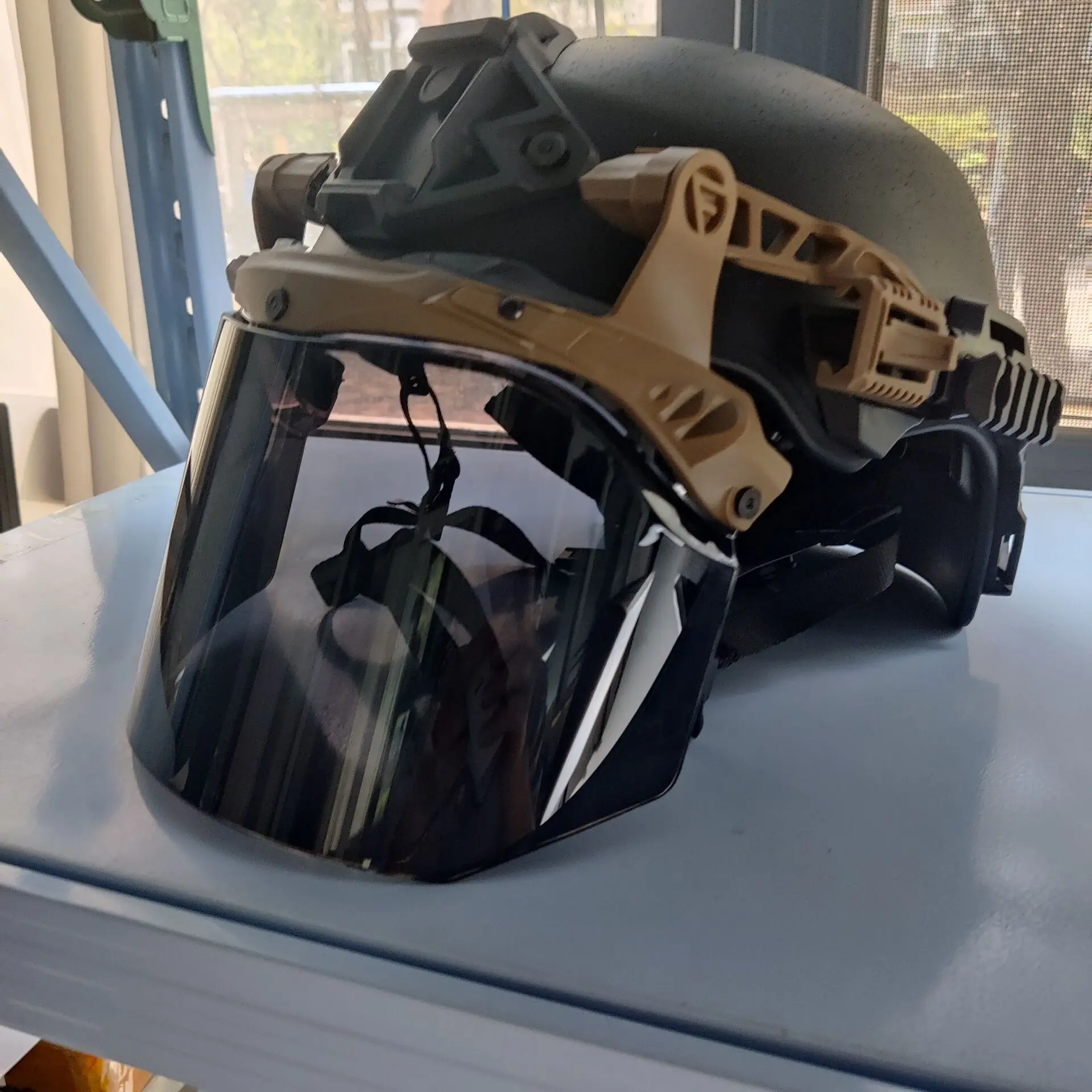 Máscara protectora táctica Paintball EX con gafas para casco y lente abatible antiniebla