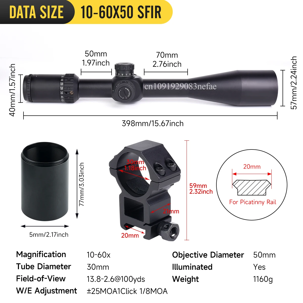 Mira telescópica monotubo retícula iluminada roja para francotirador - imagen 4