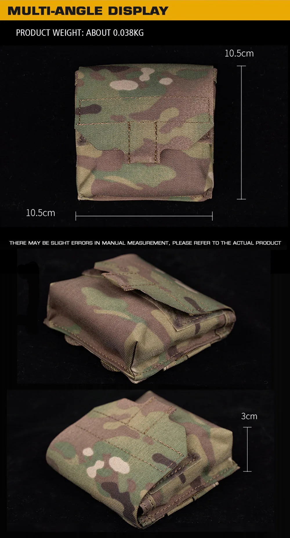 Bolsa táctica Molle para cinturón vista frontal