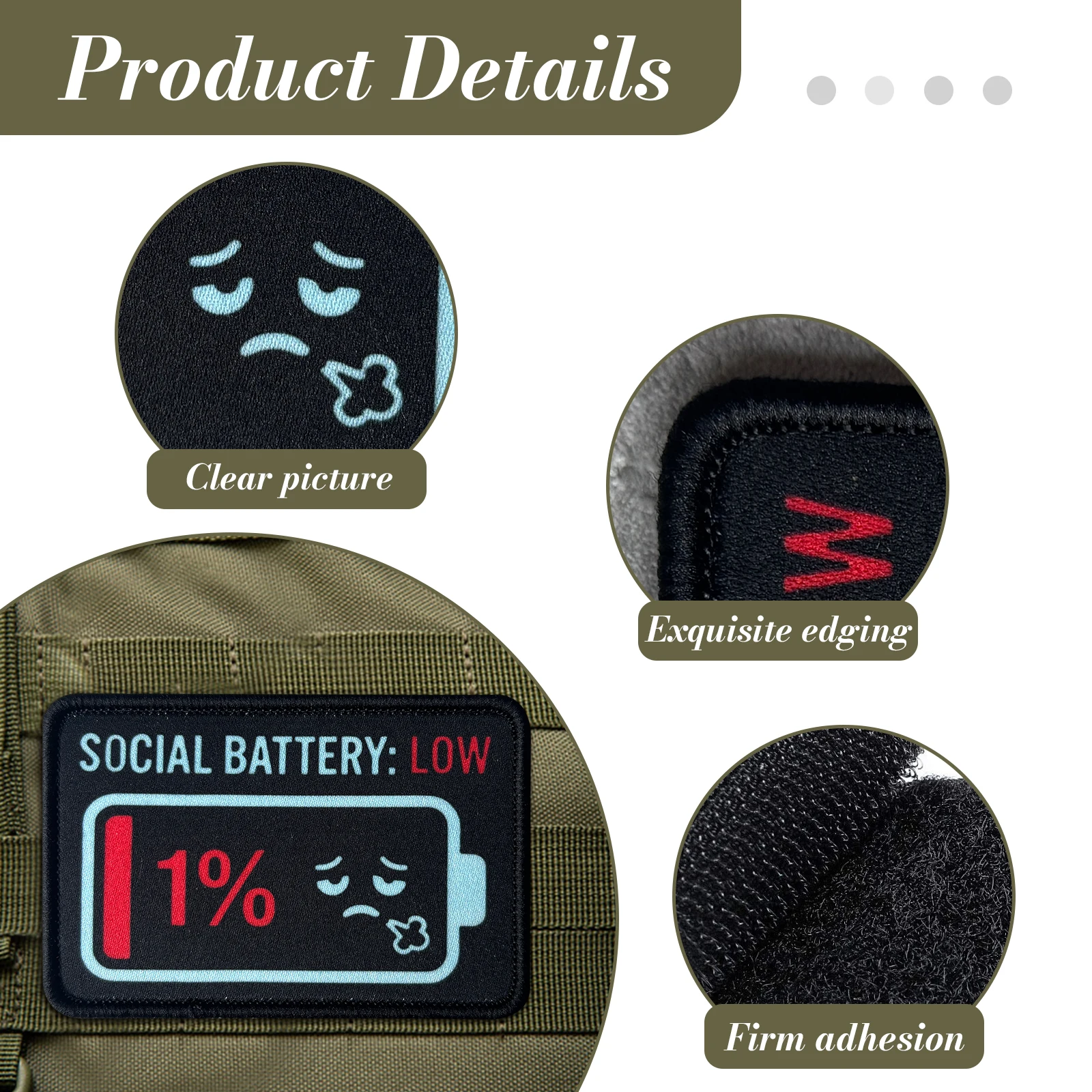 Parche táctico impreso batería baja meme – Velcro para mochila