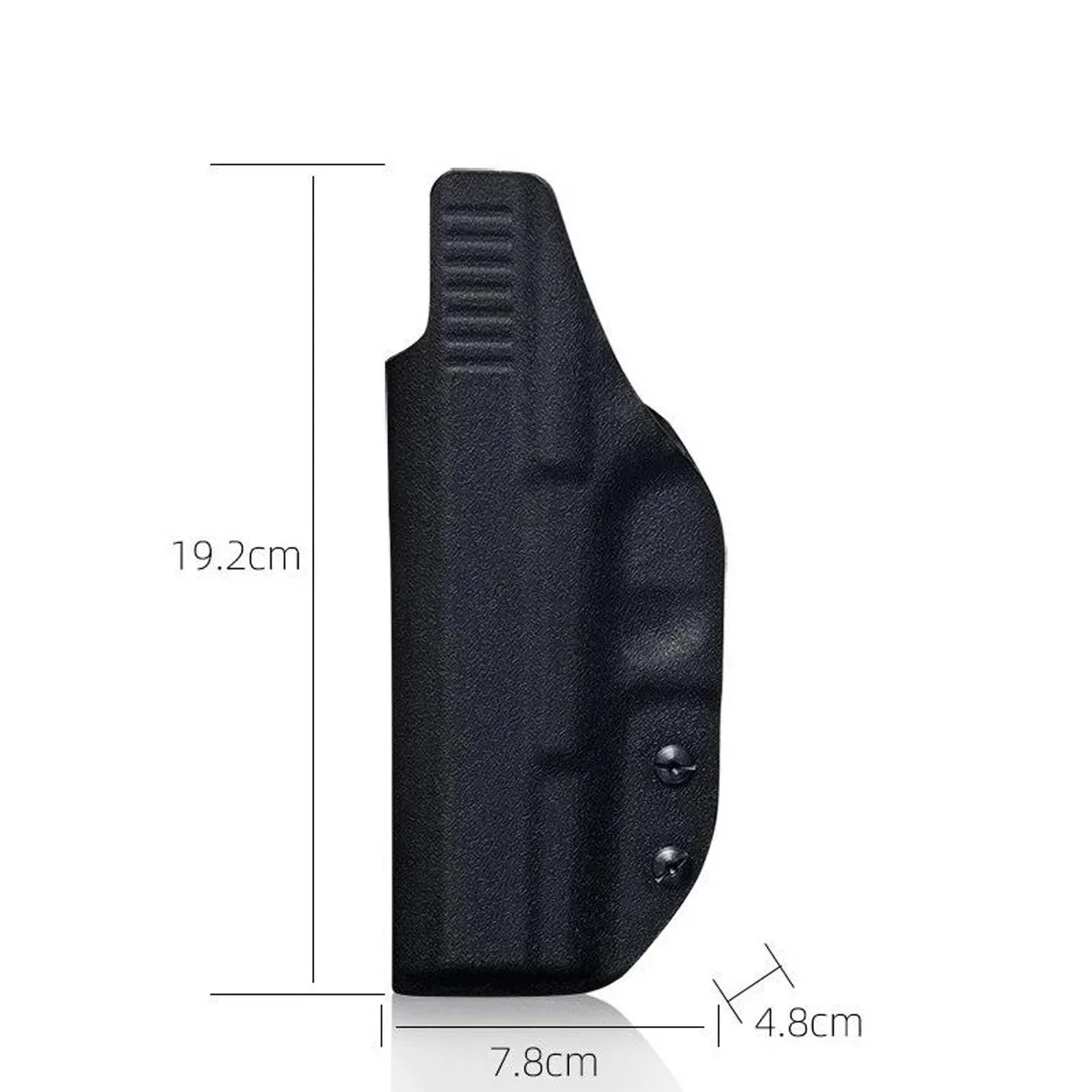 Funda Kydex mostrando la retención ajustada al arma