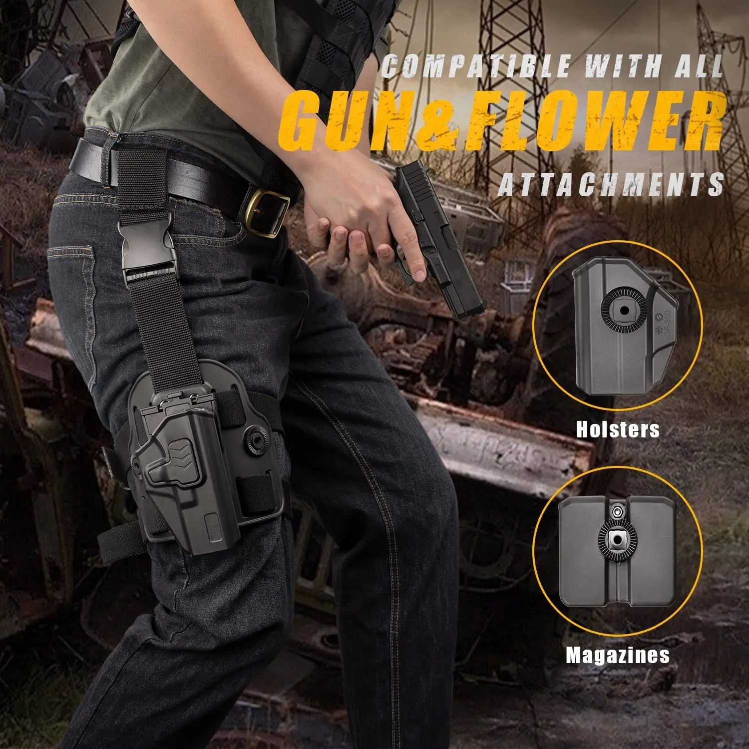 Glock 17/19 funda de pierna caída retención nivel II - imagen 2