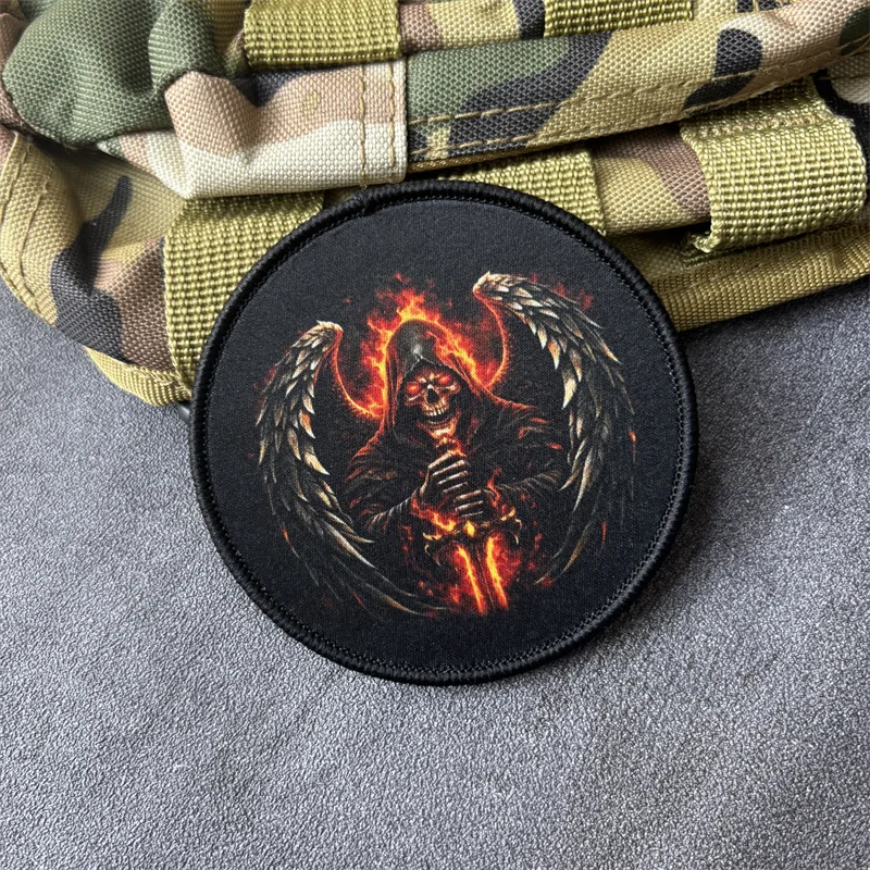 Parche militar táctico alas calavera – insignia moral bordado - imagen 4
