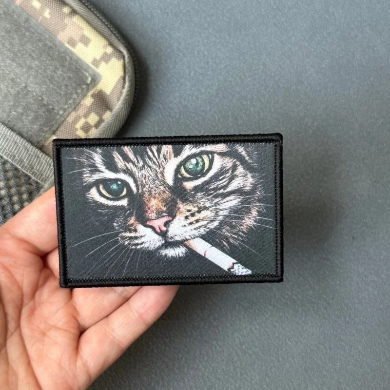 Parche táctico de gato con manchas tipo tigre y velcro - imagen 5