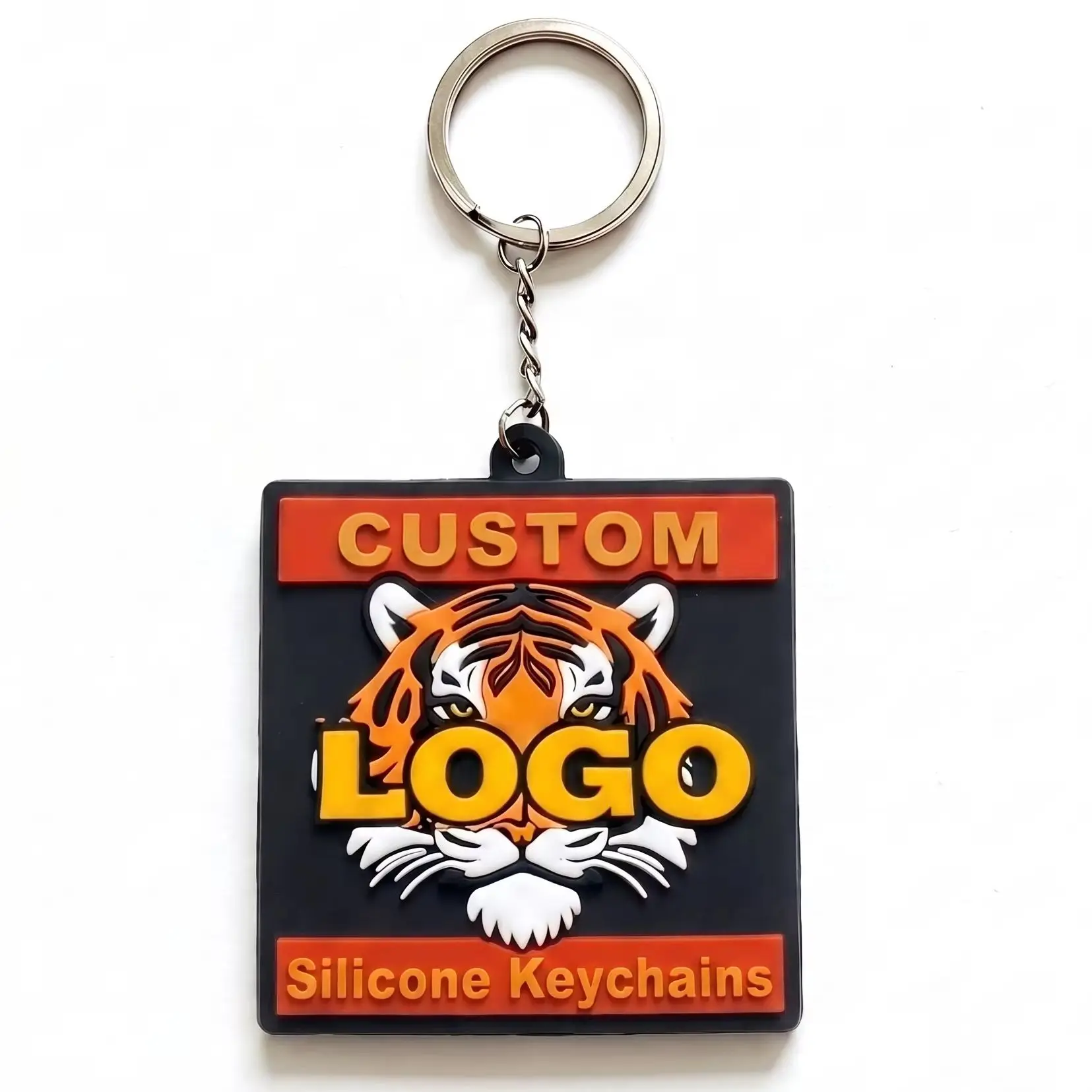 Llavero de PVC suave con código QR y logotipo corporativo