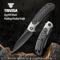 TRIVISA cuchillo plegable EDC S35VN titanio para camping y caza