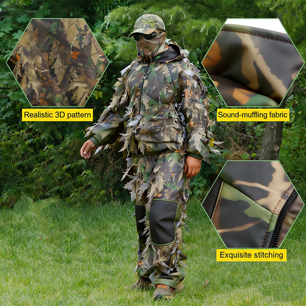 Traje Ghillie 3D Camuflaje Hojas para Táctico y Caza - imagen 5