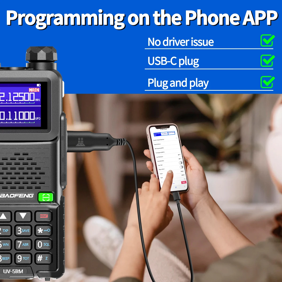 Pantalla/uso de la app de programación