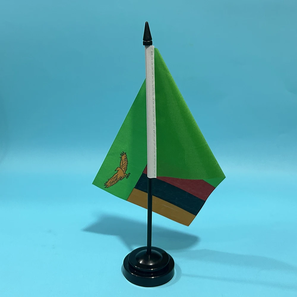 Banderín de escritorio Zambia – Bandera nacional en poliéster 14x21 cm - imagen 5
