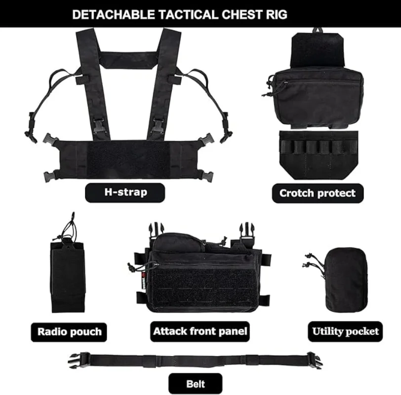 Chaleco táctico YAKEDA con portacargadores, porta pistola y MOLLE