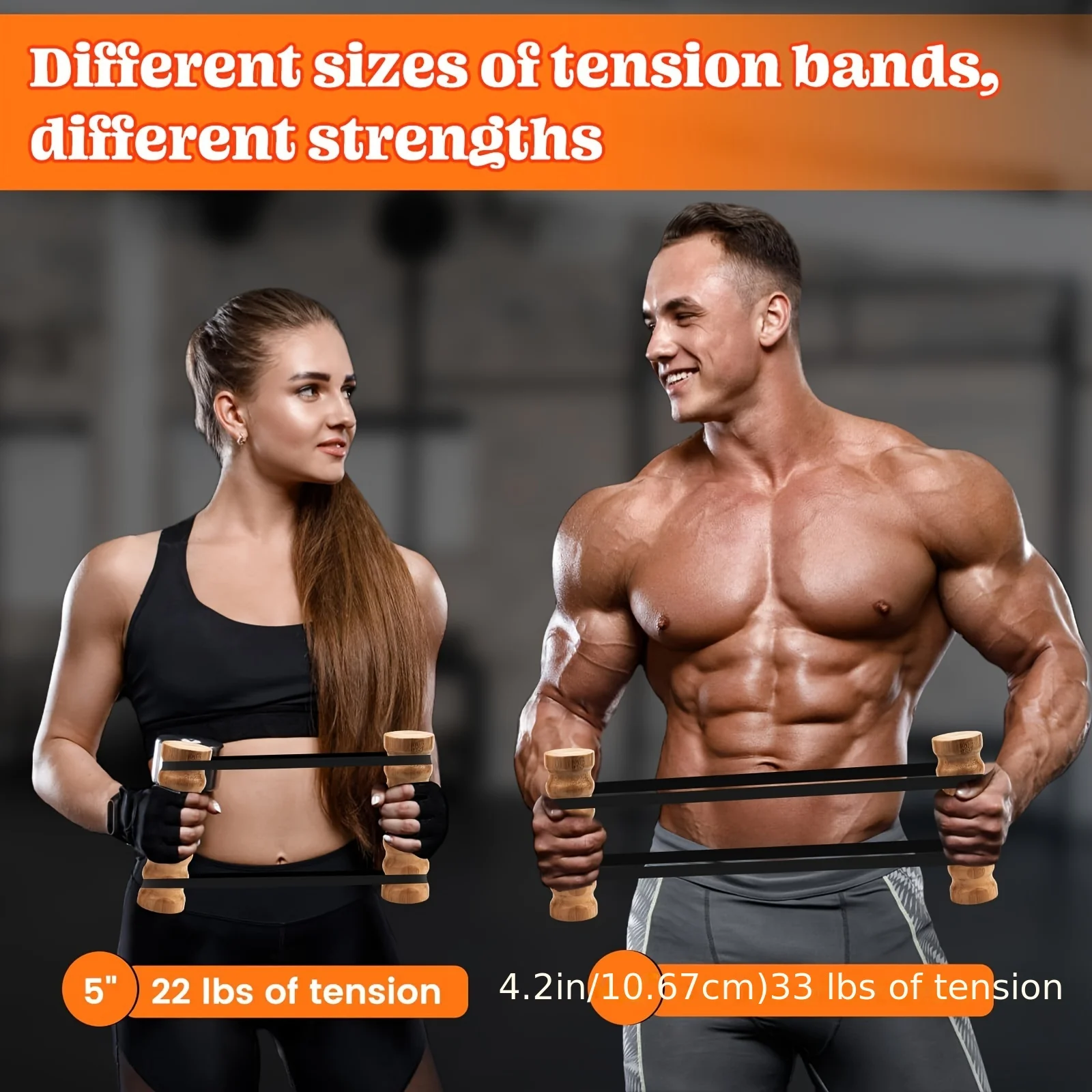 Bandas de resistencia ajustables con asas en madera para entrenar - imagen 2