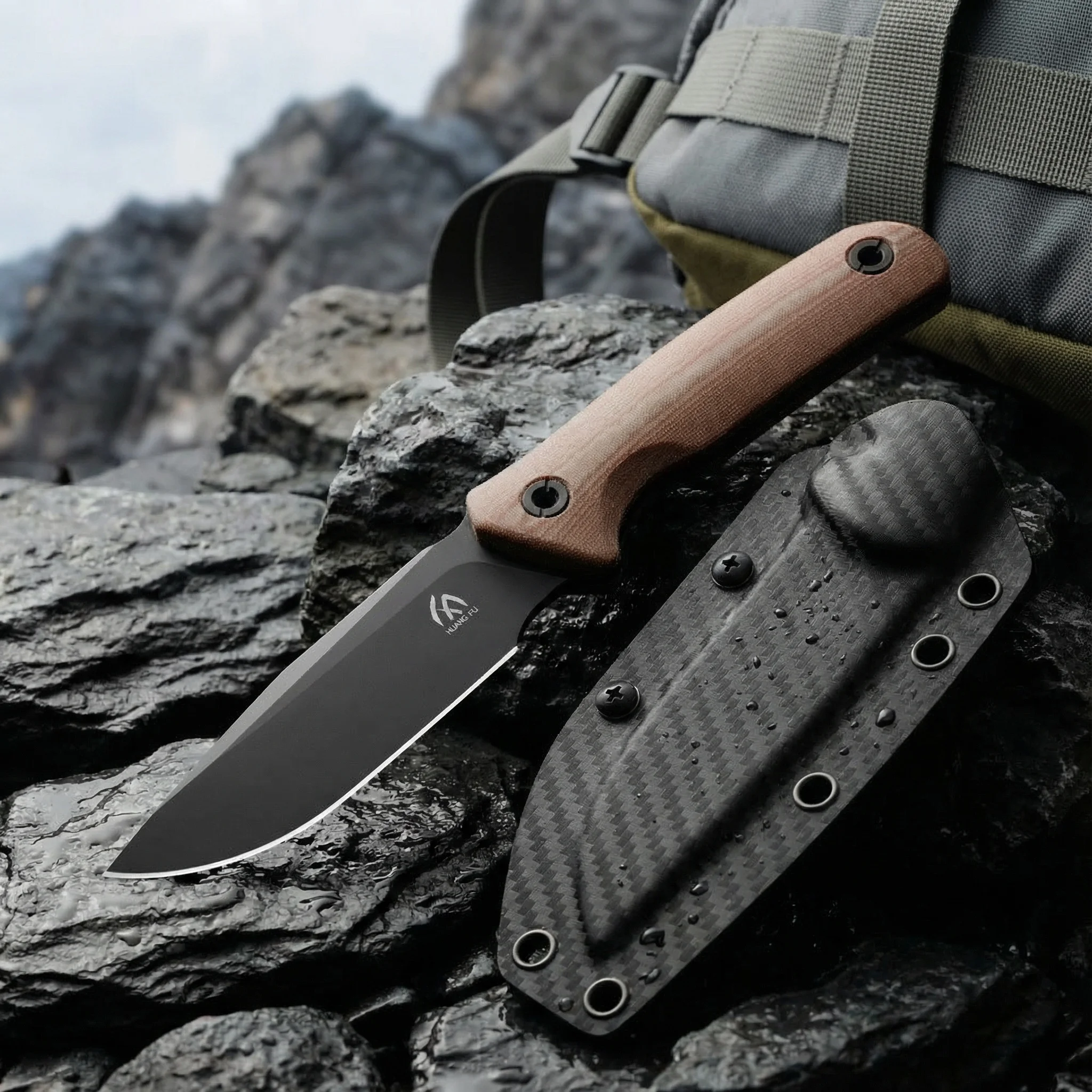 Cuchillo táctico de hoja fija G10 con funda resistente - imagen 5