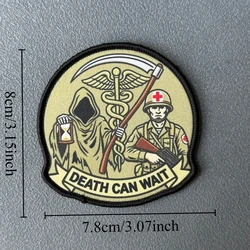 Parche táctico Death Can Wait, moral impresa con velcro