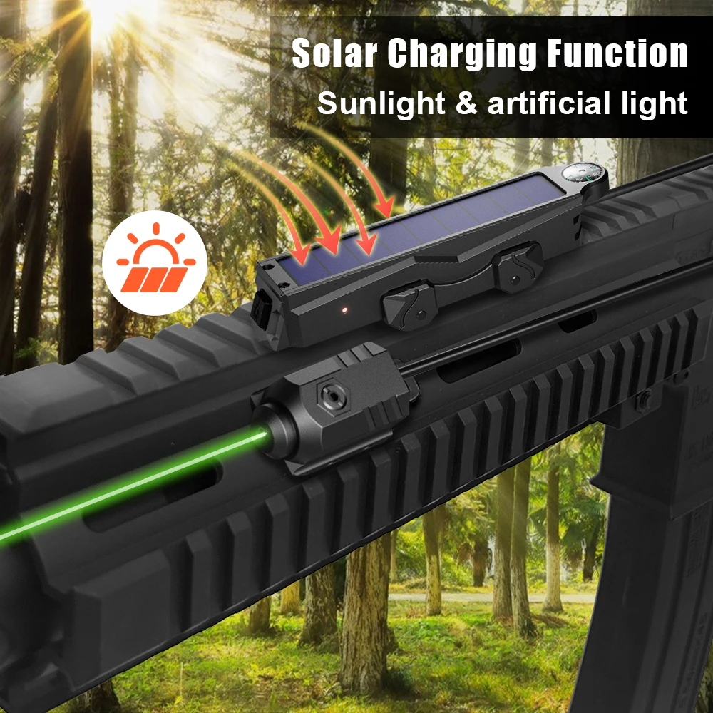 Mira Láser Táctica Verde de Alta Precisión, Carga Solar USB y Brújula - imagen 4