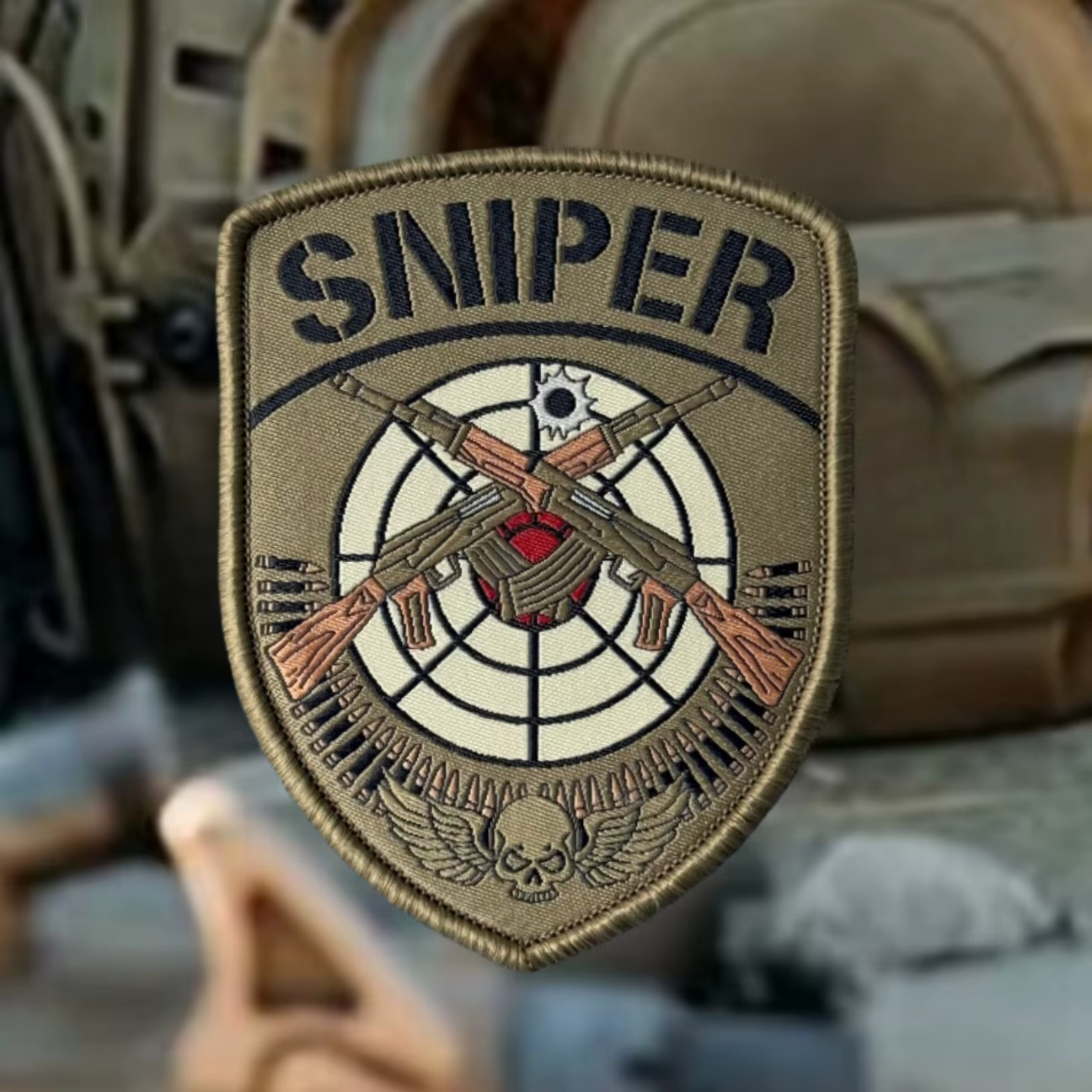 Parche tejido con estilo de moral SNIPER para personalización