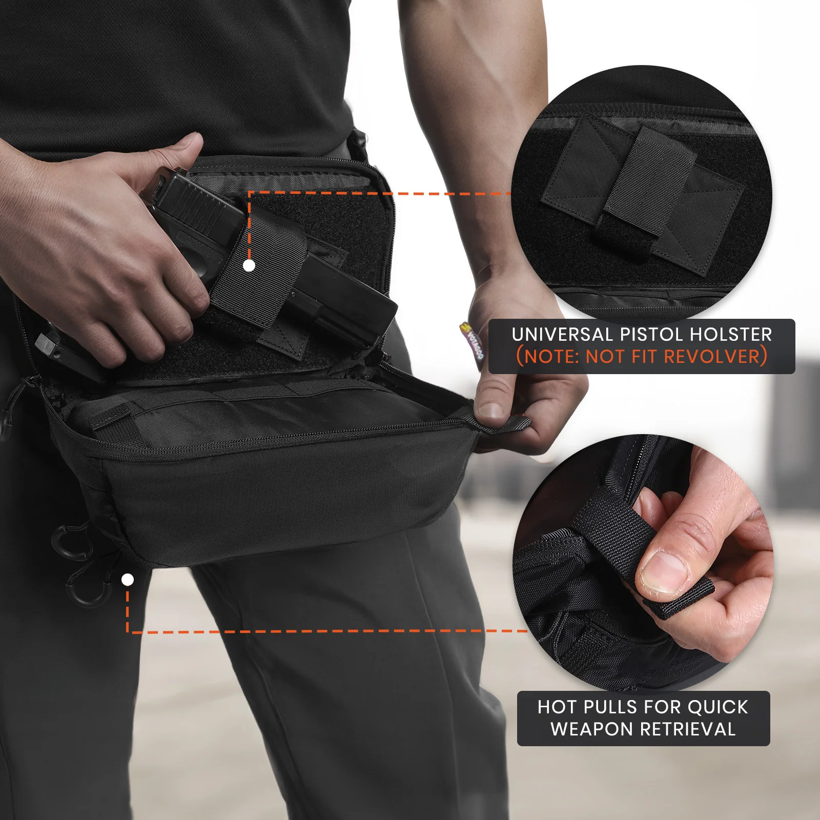 VOTAGOO Riñonera táctica CCW portación oculta de Cordura 420D - imagen 3