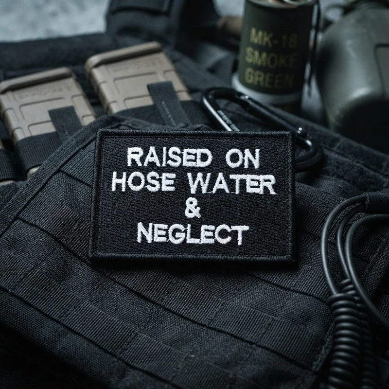 Parche táctico con velcro "Crecido con agua de grifo y negligencia" - imagen 4