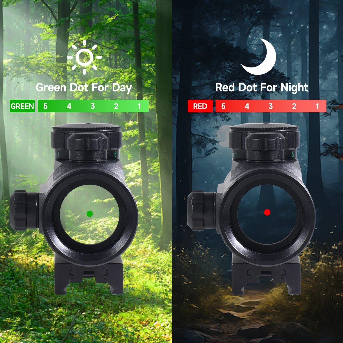 Mira táctica 3x44 con punto rojo y verde para airsoft y caza - imagen 5