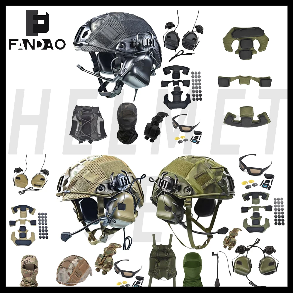 Casco táctico Airsoft rápido con auriculares y viscoespuma ajustable