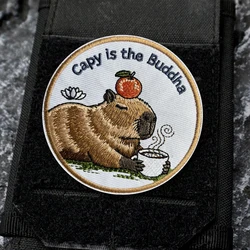 Parche táctico bordado capibara zen con velcro para EDC