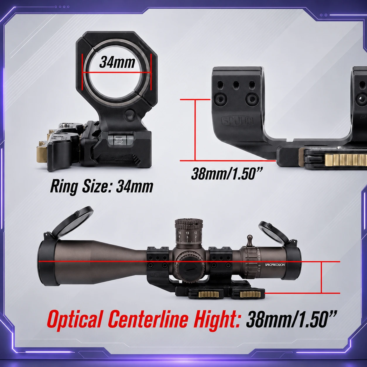 SPECPRECISION montaje visor caza QD desmontable rápido - imagen 3