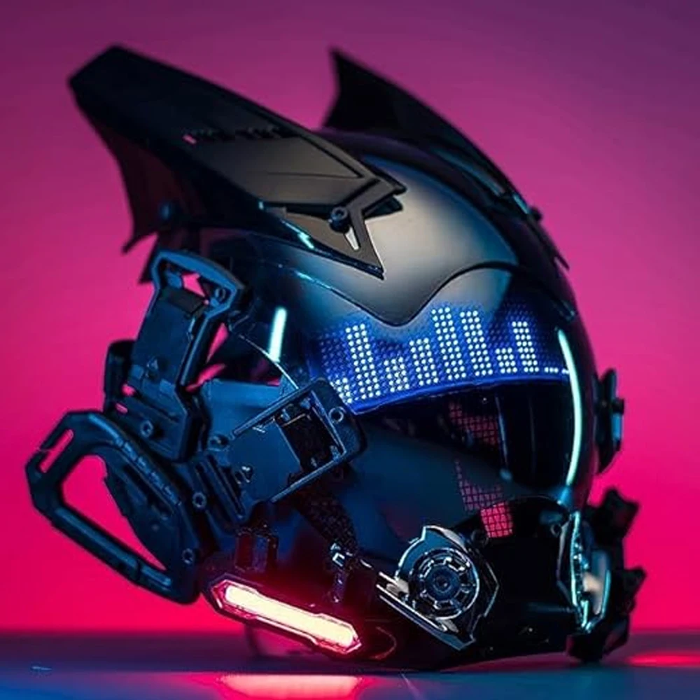 Casco cyberpunk gótico techwear con lámpara LED para disfraz