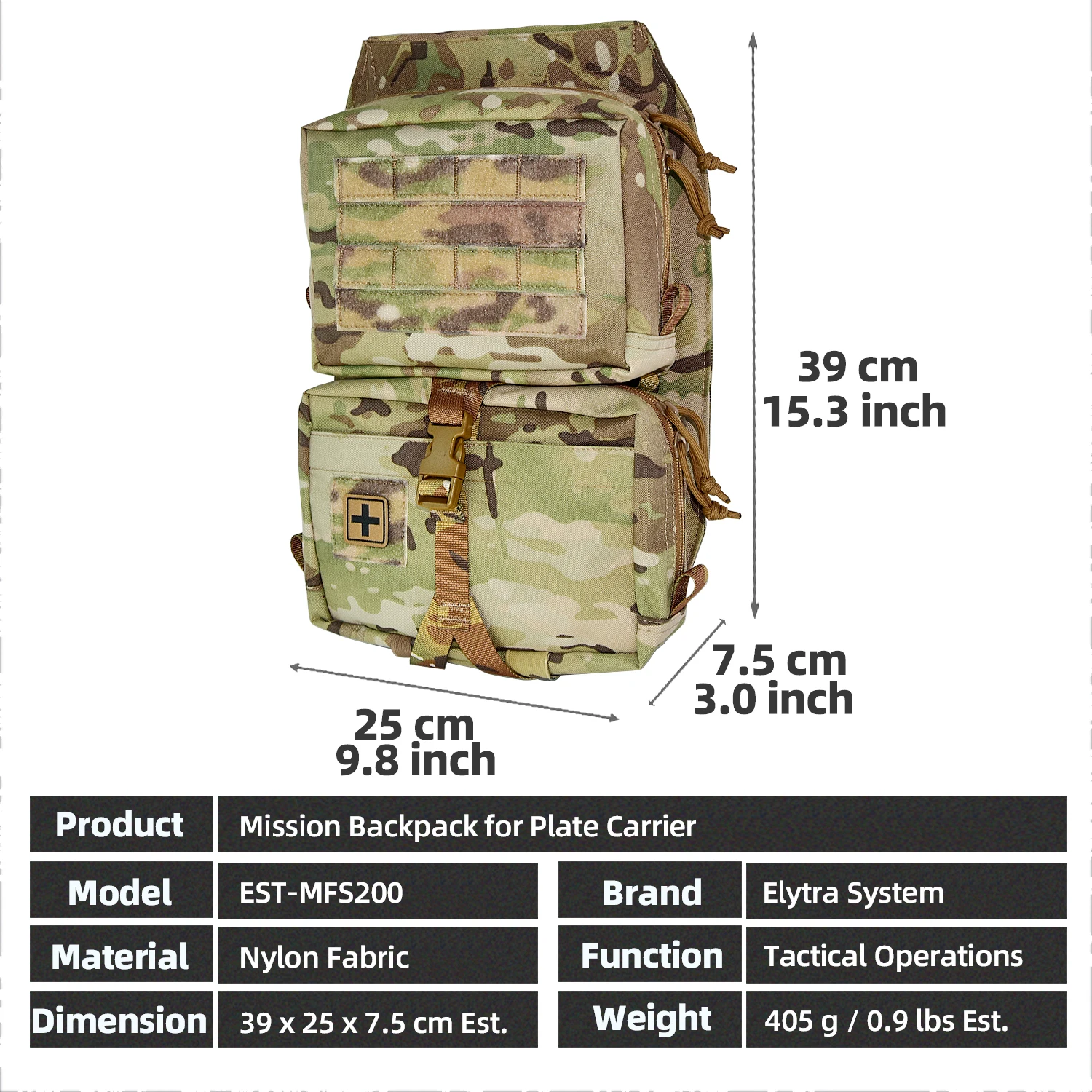Bolsa táctica trasera MOLLE desmontable liberación rápida portaplaca - imagen 5