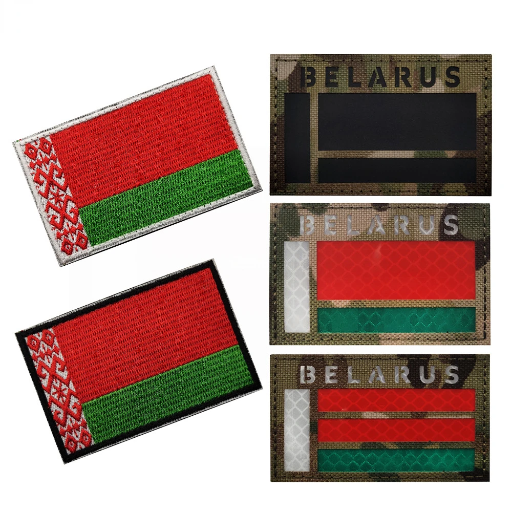 Parches de bandera de Bielorrusia en diferentes materiales