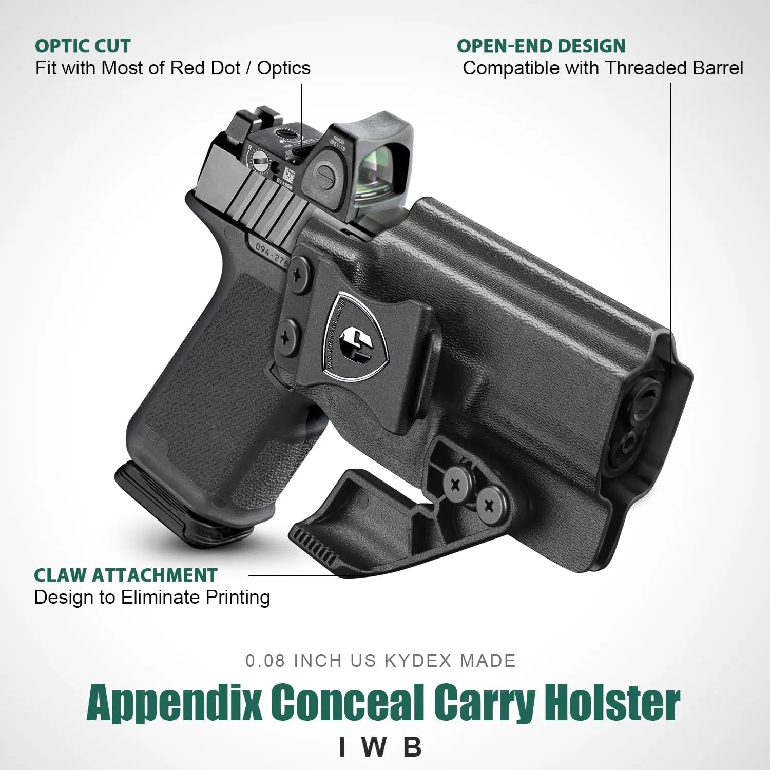 Funda kydex IWB Ruger RXM ajustable para porte discreto diestro
