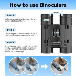 Binoculares compactos de bolsillo con prisma Bak4 para caza y conciertos