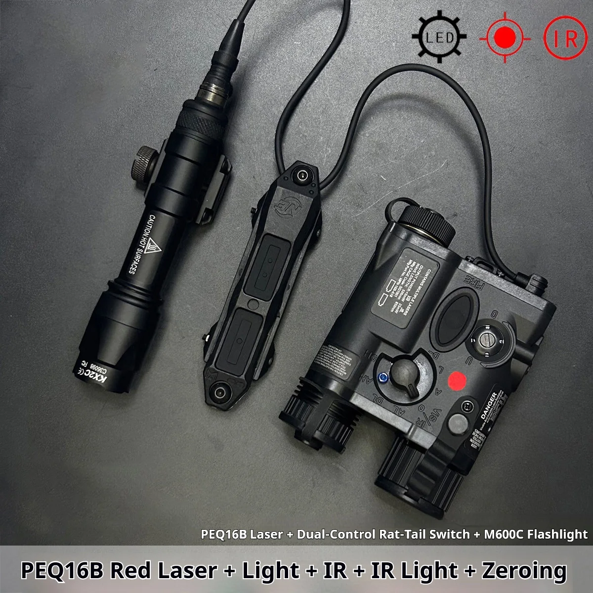 PEQ16B puntero láser táctico rojo/verde IR con linterna - imagen 3