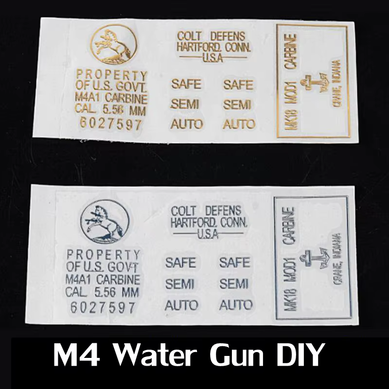 Pegatina Metal Dorado y Plateado para Gel Blaster M4A1 Efecto 3D - imagen 4