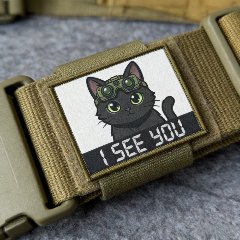 Parche táctico moral gato negro I See You – gancho y bucle mochila - imagen 3
