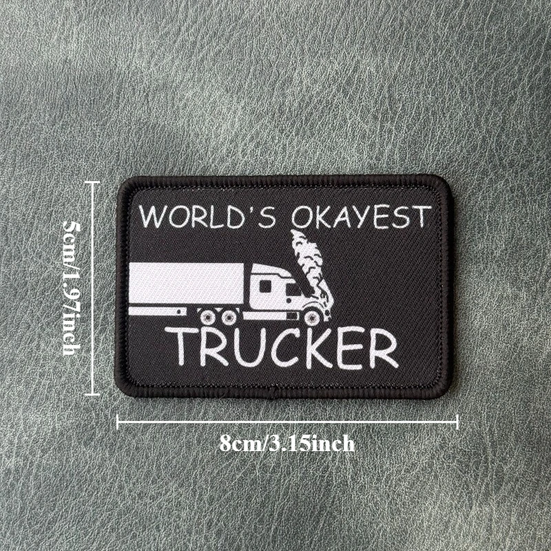 Parche táctico bordado humor mejor camionero del mundo con velcro - imagen 4