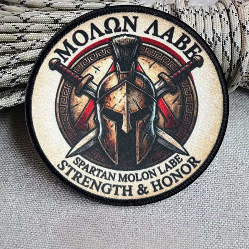 Parche táctico Spartan Molon Labe Fuerza y Honor con velcro - imagen 5