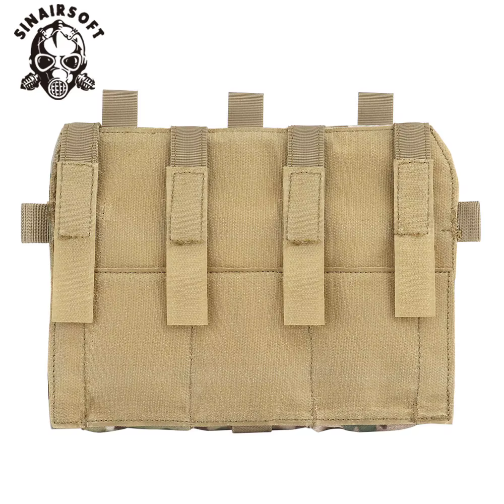 Detalle del sistema MOLLE trasero con las cinchas de fijación y los refuerzos cosidos