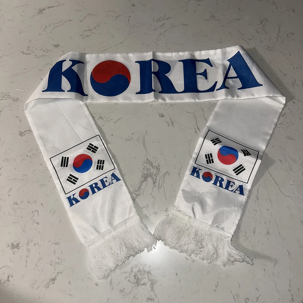 Bufanda de fútbol Corea del Sur satén doble cara con borlas - imagen 3