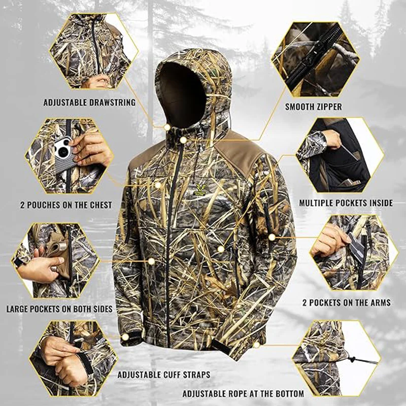 Chaqueta caza VOTAGOO camuflada forro polar con capucha - imagen 2