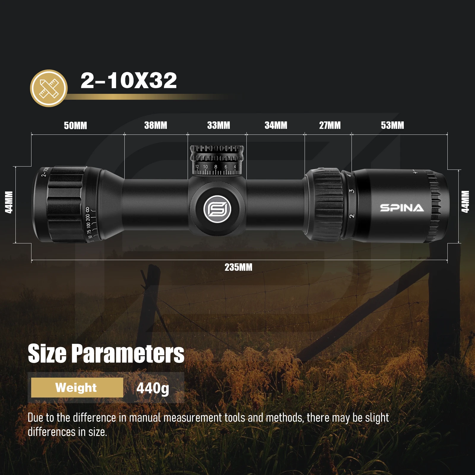 Mira SPINA OPTICS HD 2-10x32 AO en uso táctico