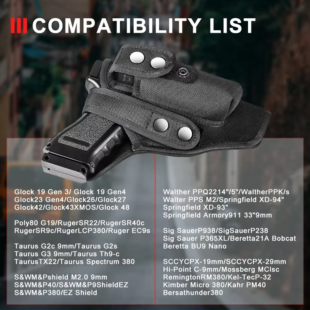 Fundal Táctica Pistol OWB Ambidiestra con Porta Cargador – Mano Izq Der - imagen 5