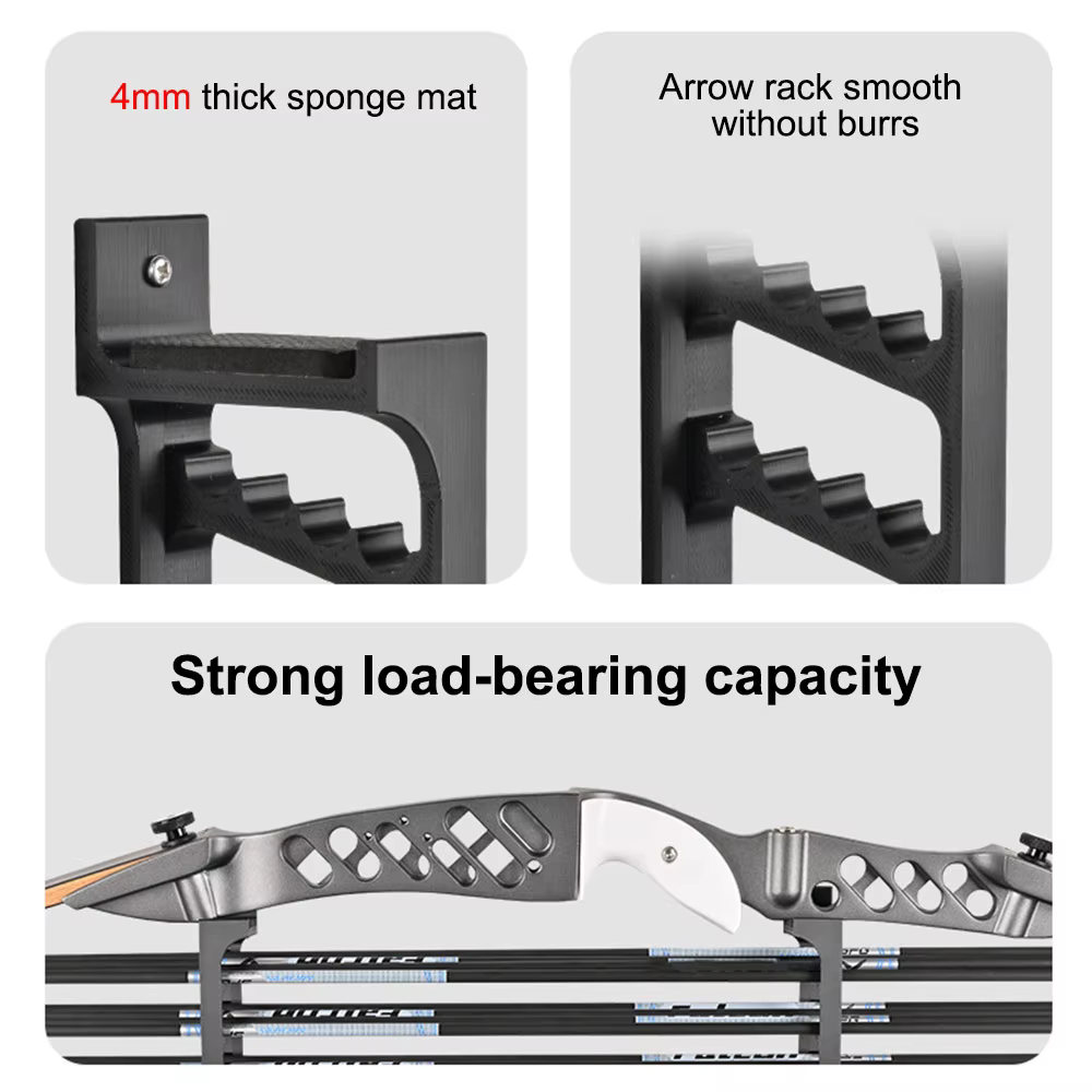 Soporte de pared para arco y flechas – 12 ranuras almacenamiento - imagen 5
