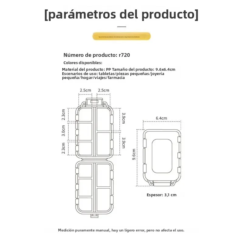 Pastillero práctico a prueba de humedad, dispensador diario de fármacos - imagen 2