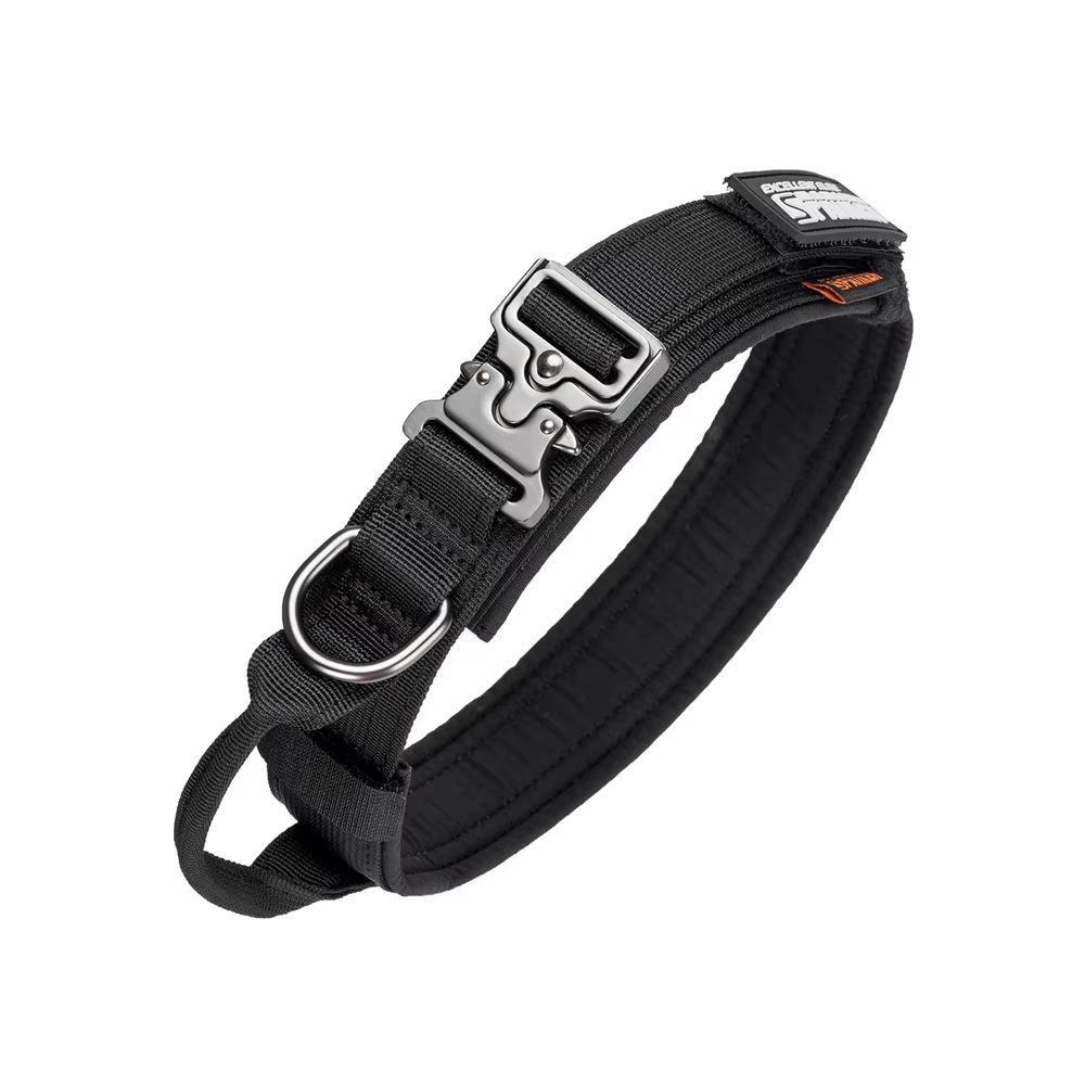 Collar táctico de nailon LED para perros visto desde el frente